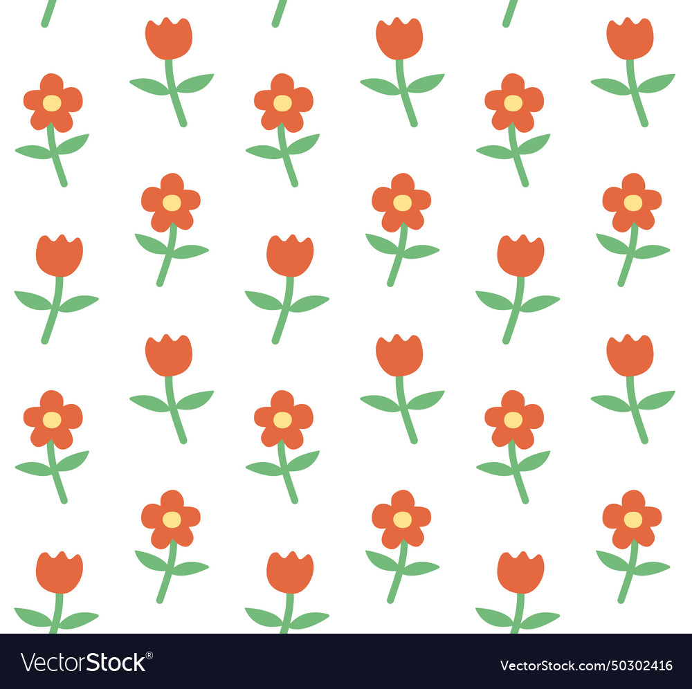 Seamless pattern of colored flat flower Royalty Free Vector