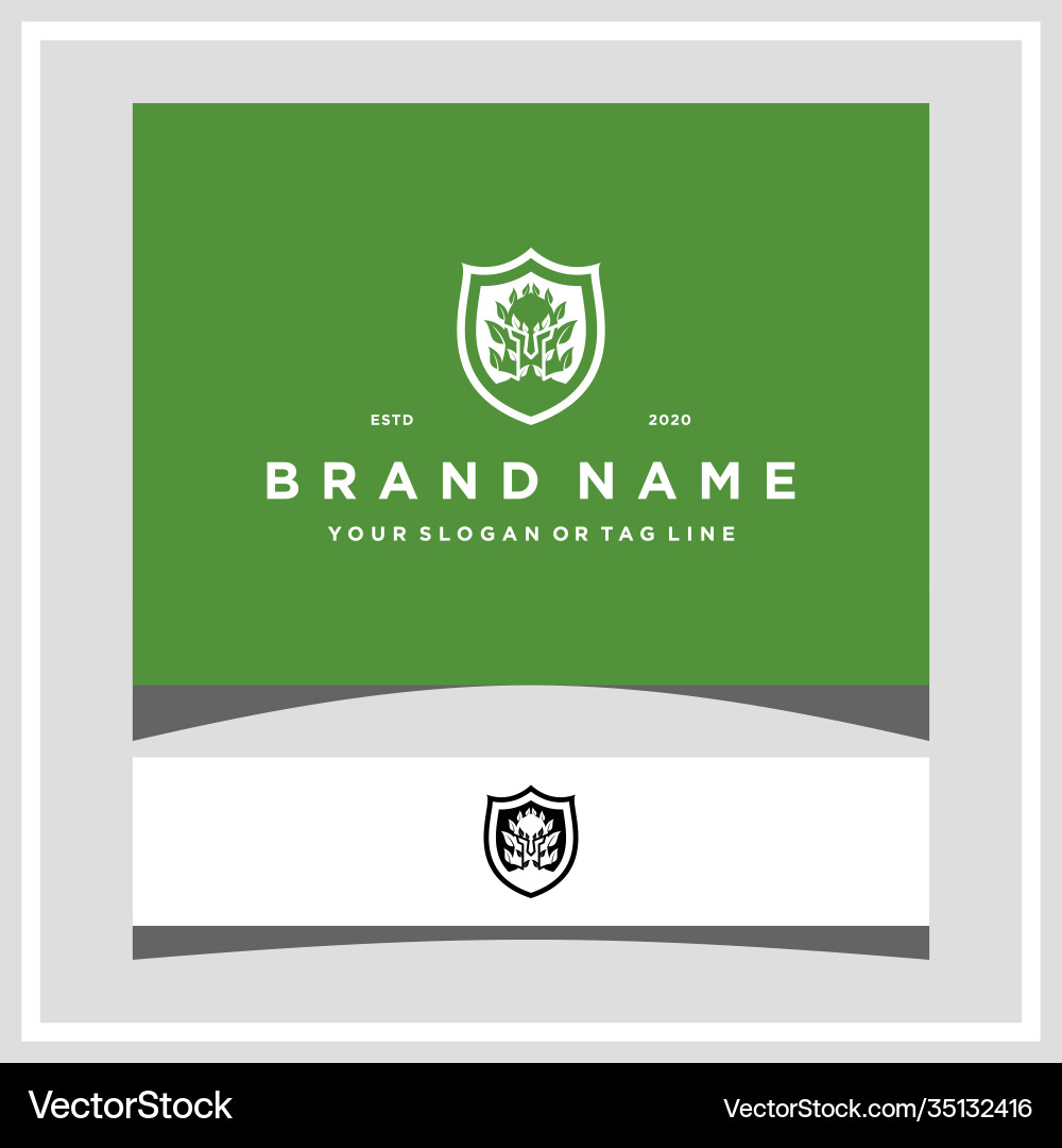 Warrior leaf shield logo design Royalty Free Vector Image