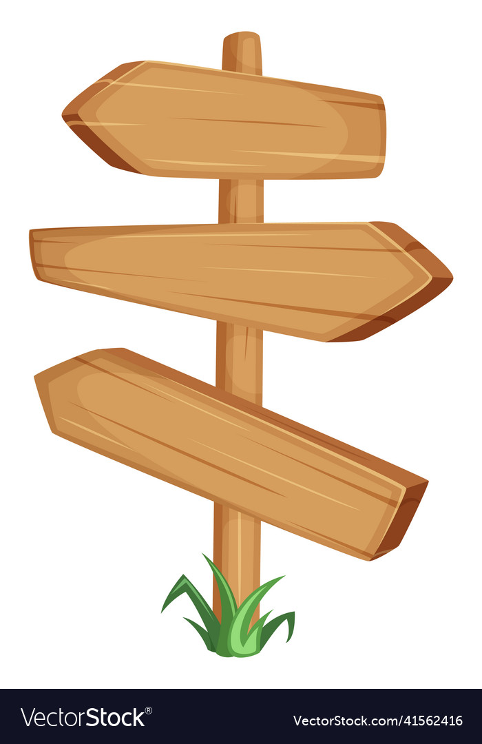 Wooden signpost cartoon direction pointer Vector Image