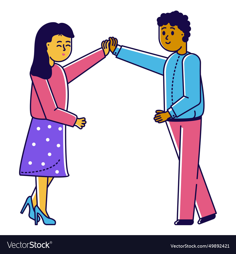 Asian woman in pink dress and african american man