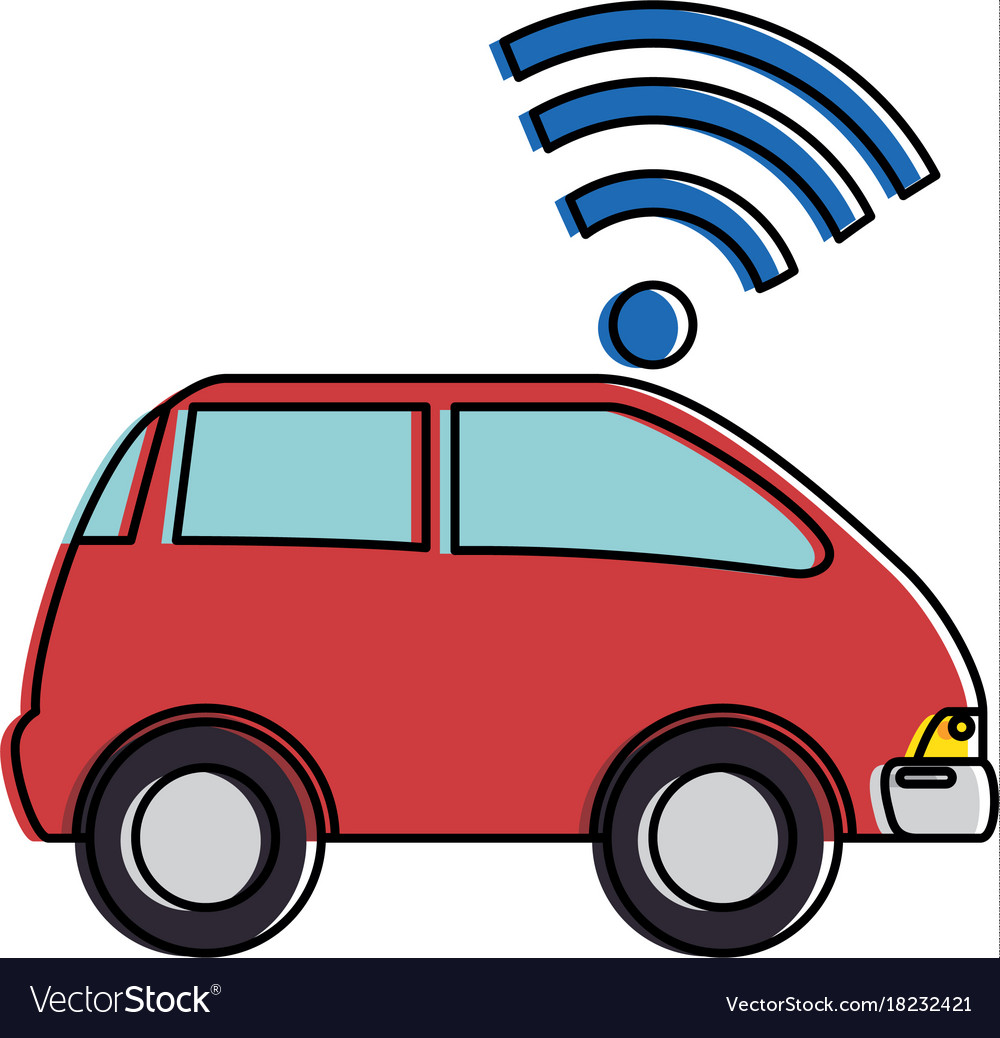 Car vehicle with wifi signal Royalty Free Vector Image