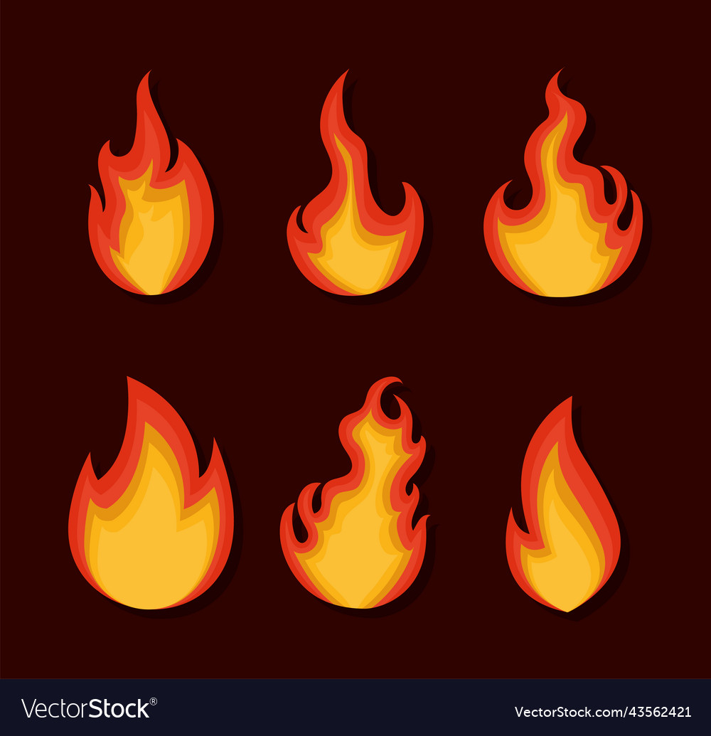 Colored flames bundle Royalty Free Vector Image