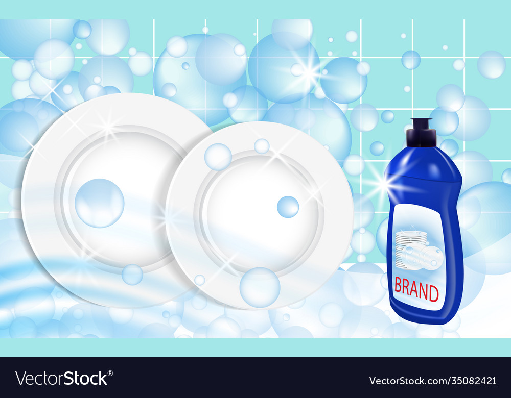 Dishwashing liquid products bottle label design Vector Image