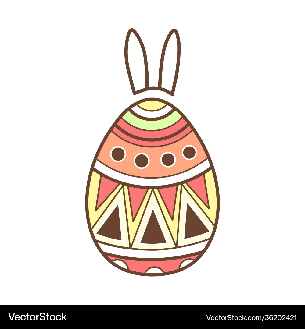 Easter egg with rabbit ears on a white background Vector Image