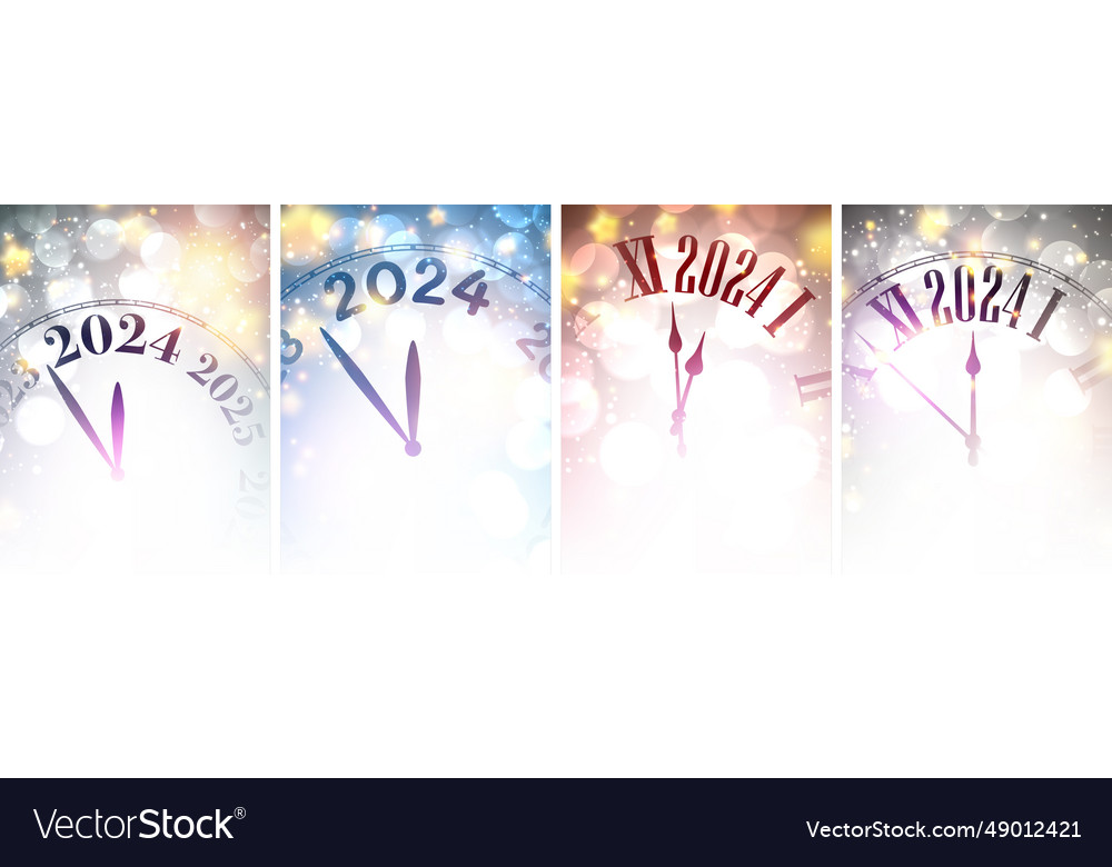 Happy new year 2024 countdown clock on golden and Vector Image