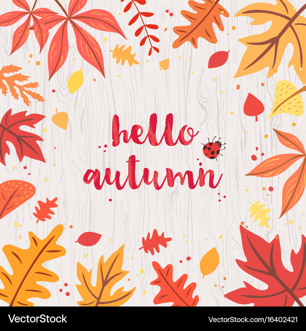 Hello autumn card Royalty Free Vector Image - VectorStock
