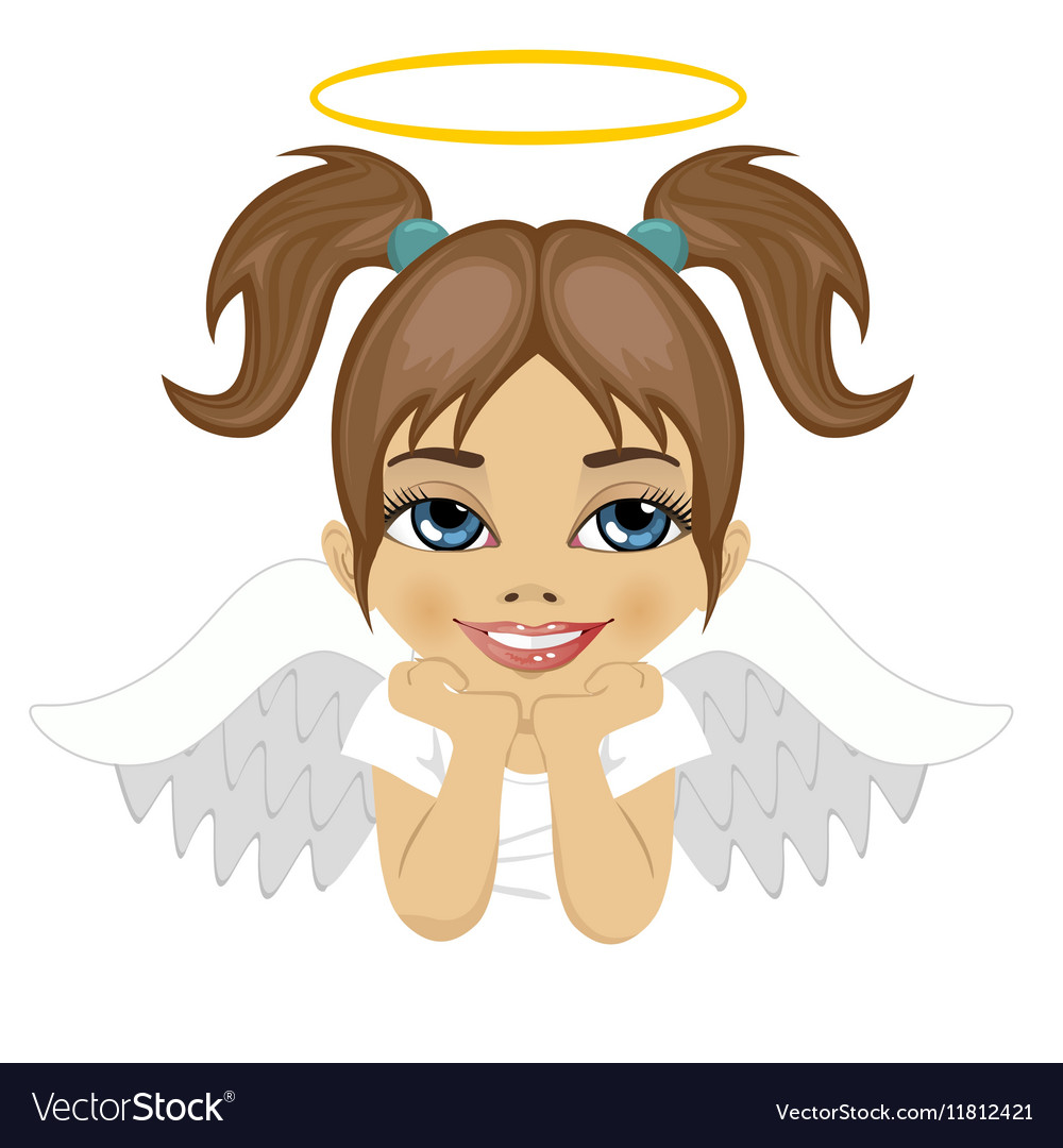 Little angel girl dreaming over white background Vector Image