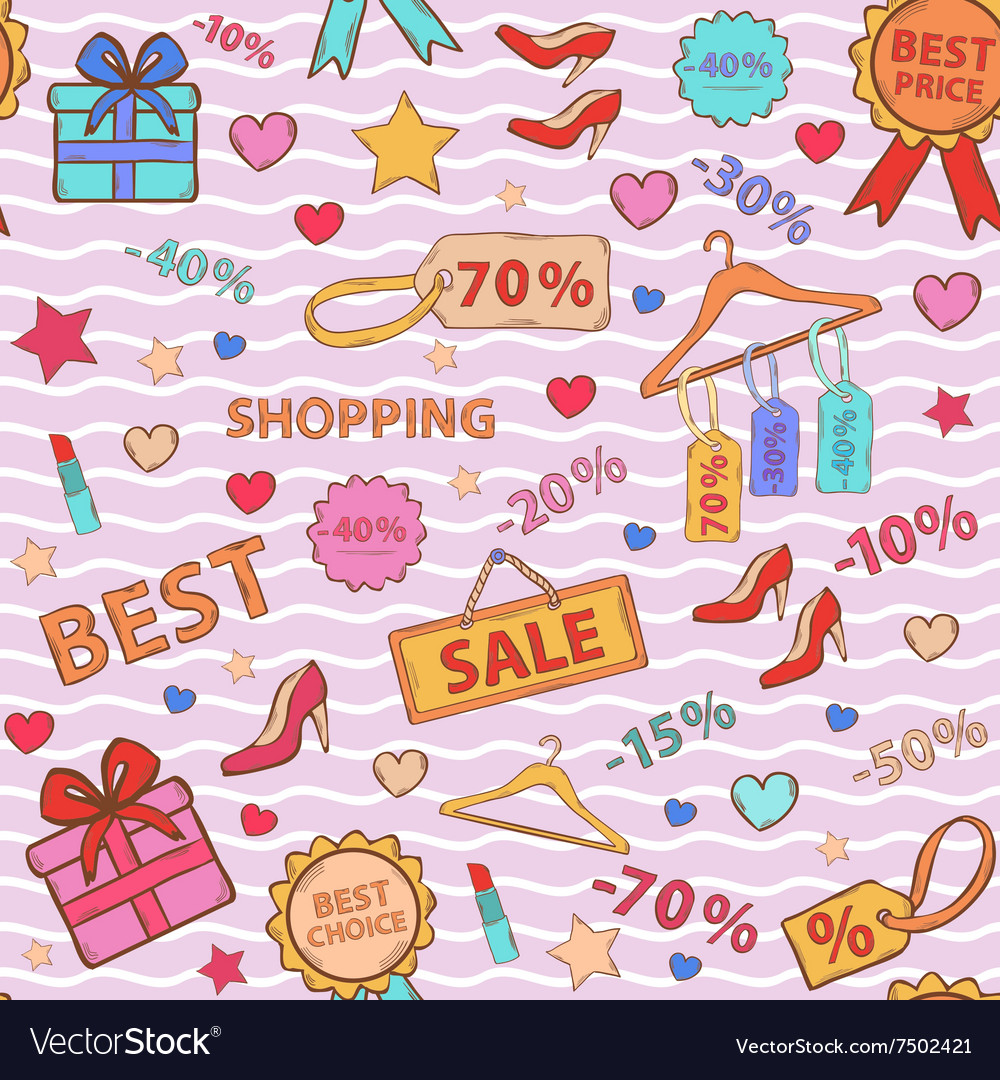 Pattern on theme shopping Royalty Free Vector Image