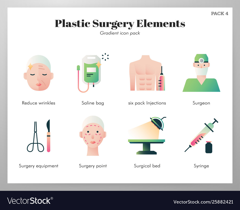 Plastic surgery elements gradient pack Royalty Free Vector