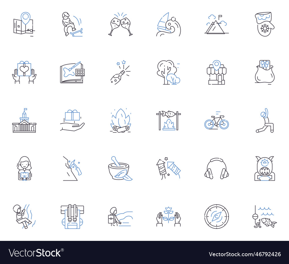 Amusement endeavors line icons collection Vector Image