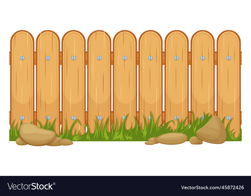 Cartoon wooden hedge border horizontal plank Vector Image