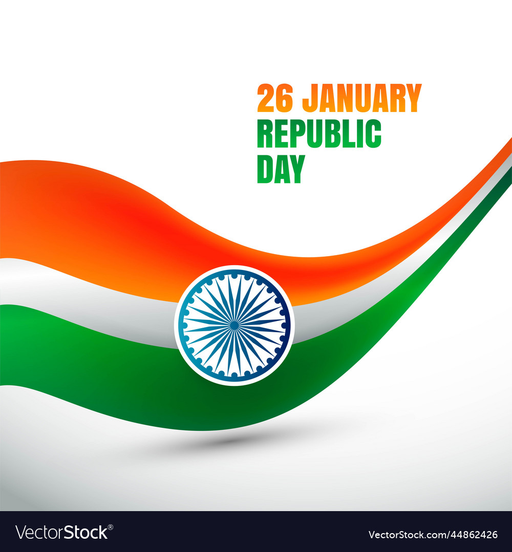 Elegant indian flag wave with republic day Vector Image