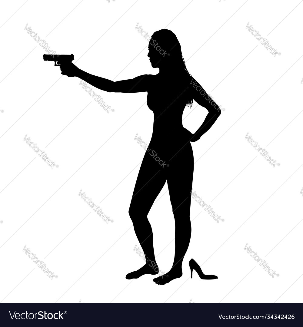 Girl shooting female isolated silhouette Vector Image