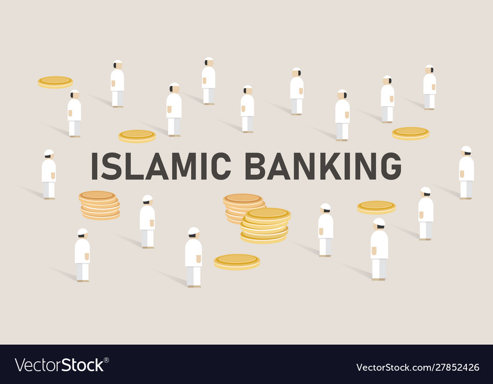 Islamic Banking Concept Managing Money Using Vector Image
