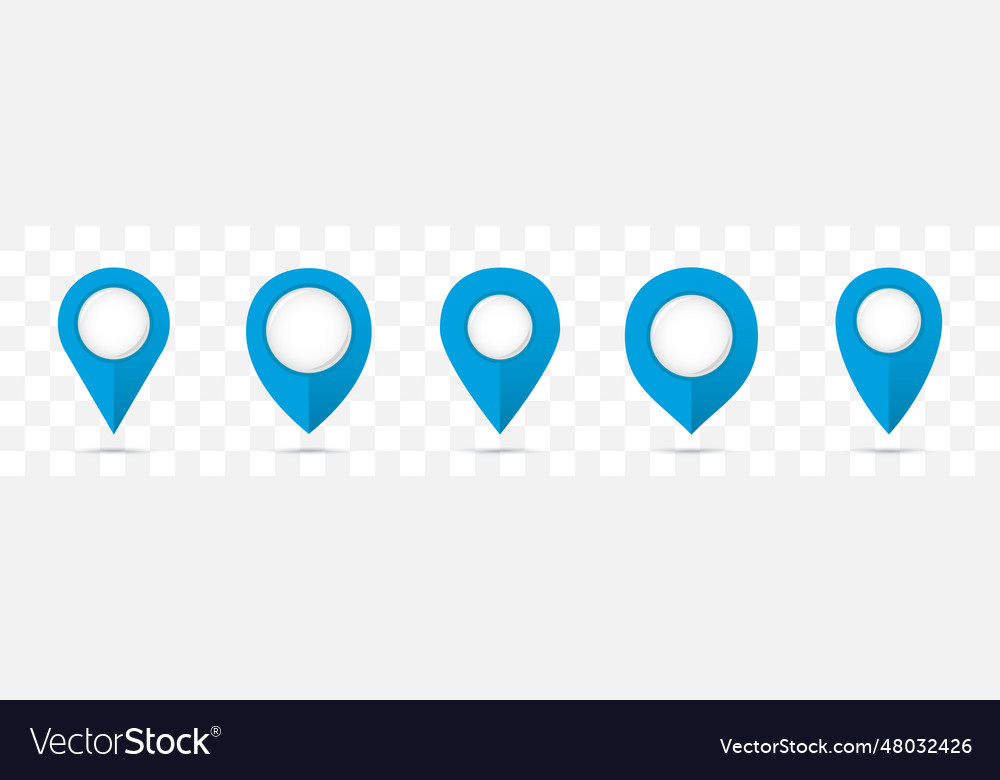 Set of blue pin map pointers icons - Set Of Blue Pin Map Pointers Icons With Shadow Vector 48032426