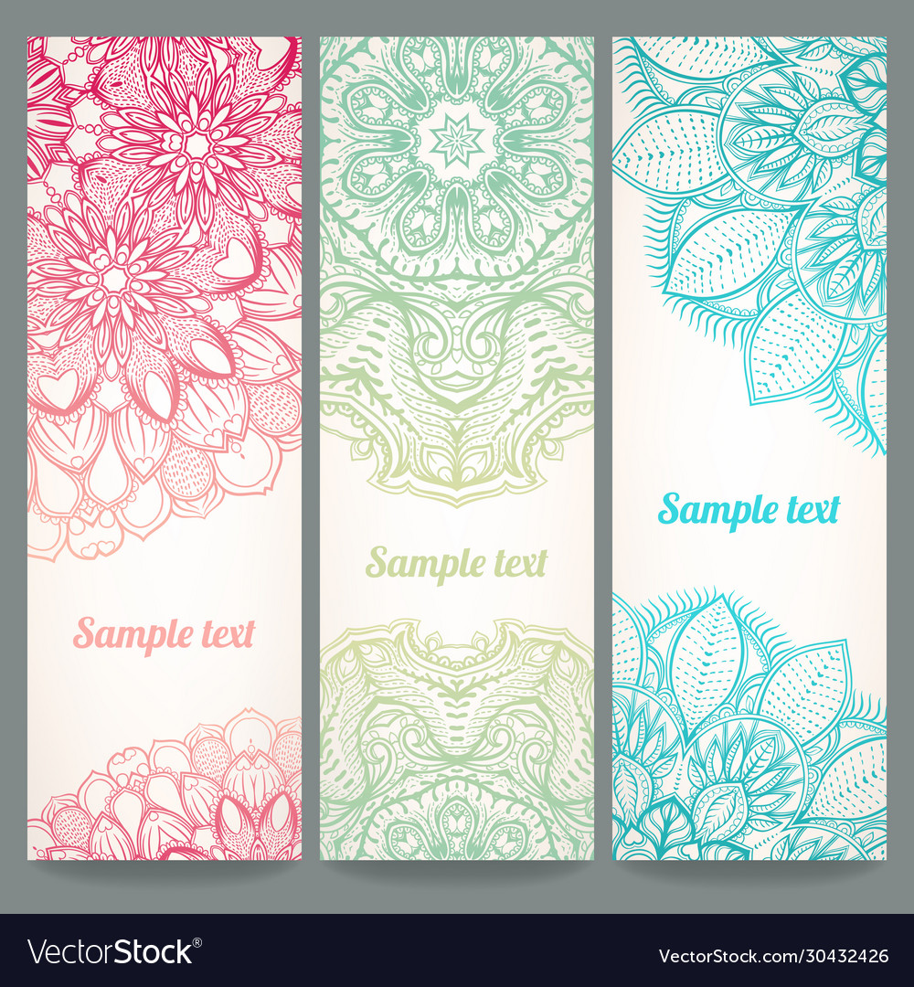 Three different round patterns Royalty Free Vector Image