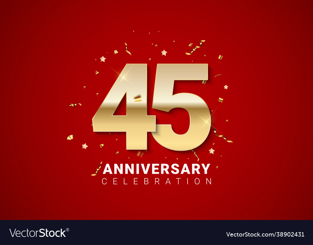 45 anniversary background with golden numbers Vector Image