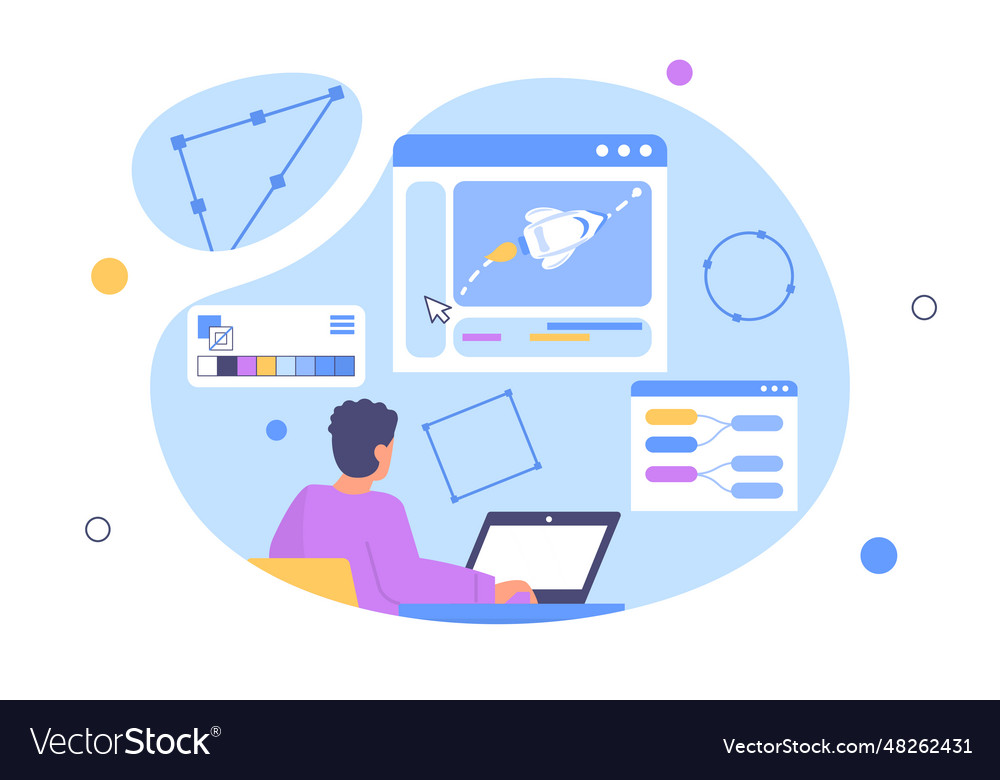 Animation designer at workplace concept Royalty Free Vector