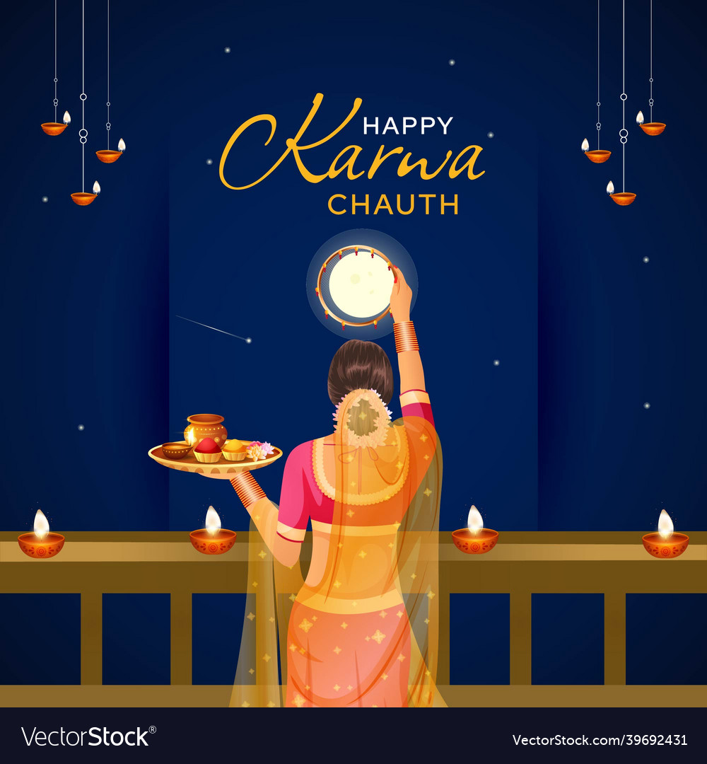 Banner design of happy karwa chauth Royalty Free Vector