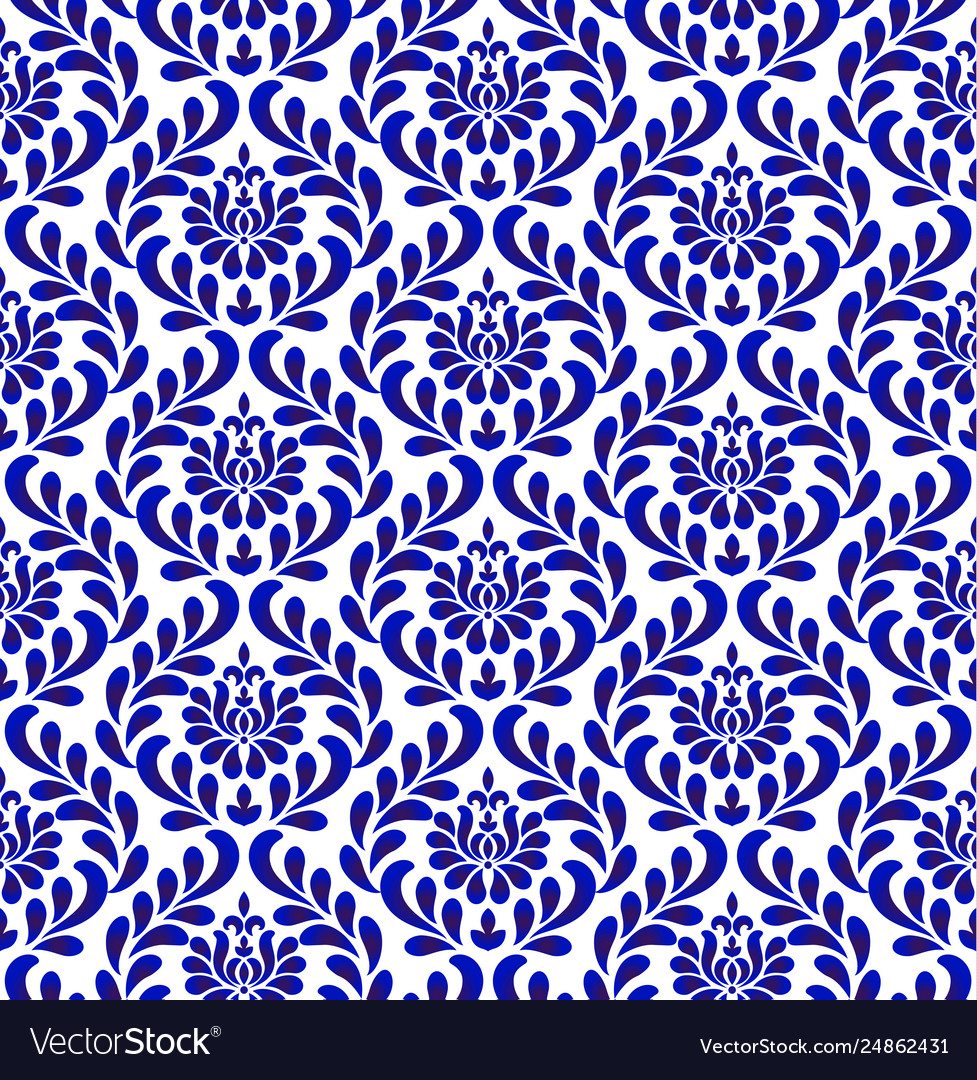 Floral seamless damask pattern Royalty Free Vector Image