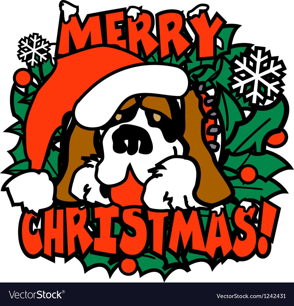 Merry Christmas Santa Dog Royalty Free Vector Image