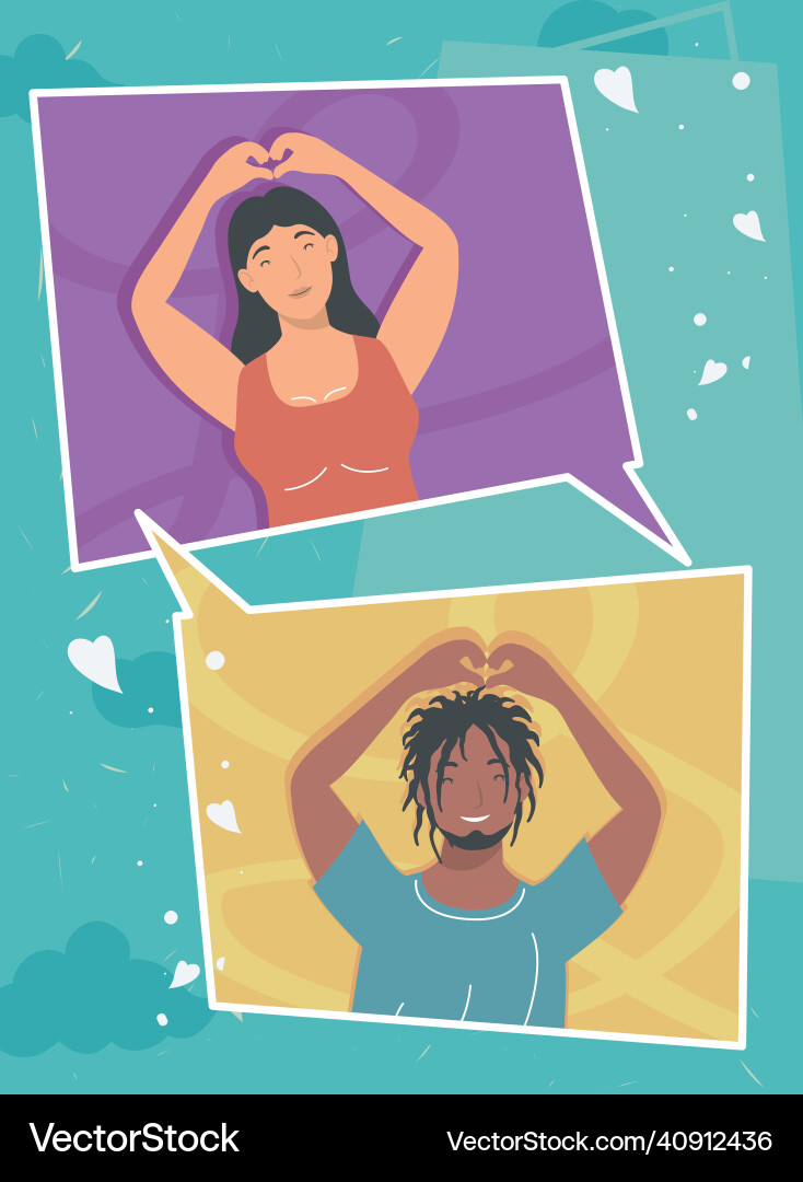 Couple in speech bubbles Royalty Free Vector Image