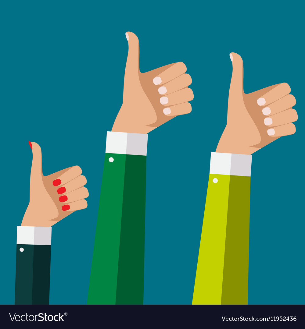 Flat design thumbs up background Royalty Free Vector Image