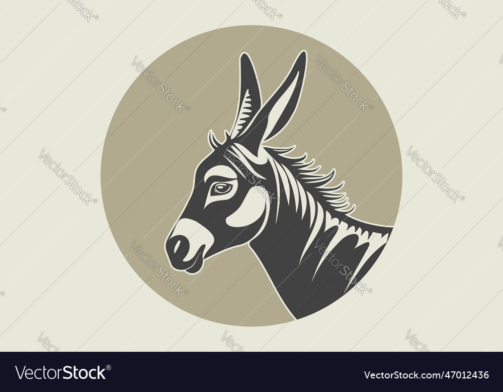 Round logo simple graphical monochrome donkey Vector Image