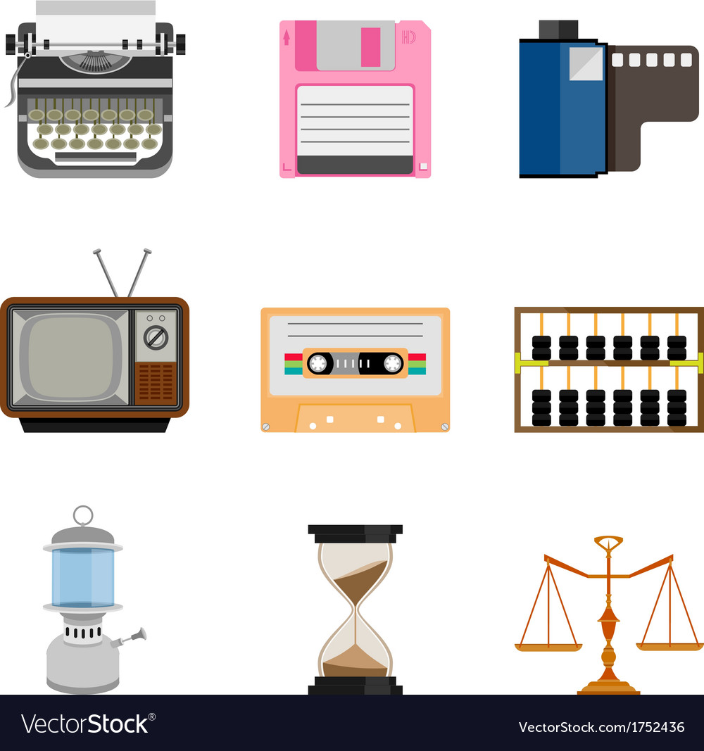 Vintage equipment icon set Royalty Free Vector Image