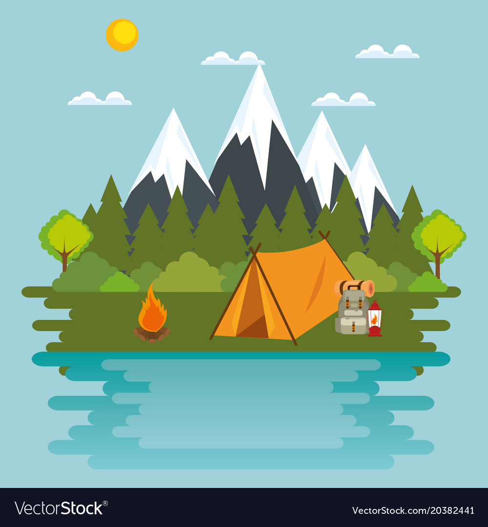 Camping wild life concept Royalty Free Vector Image