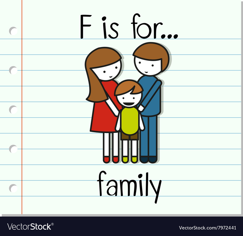 Flashcard letter f is for family Royalty Free Vector Image