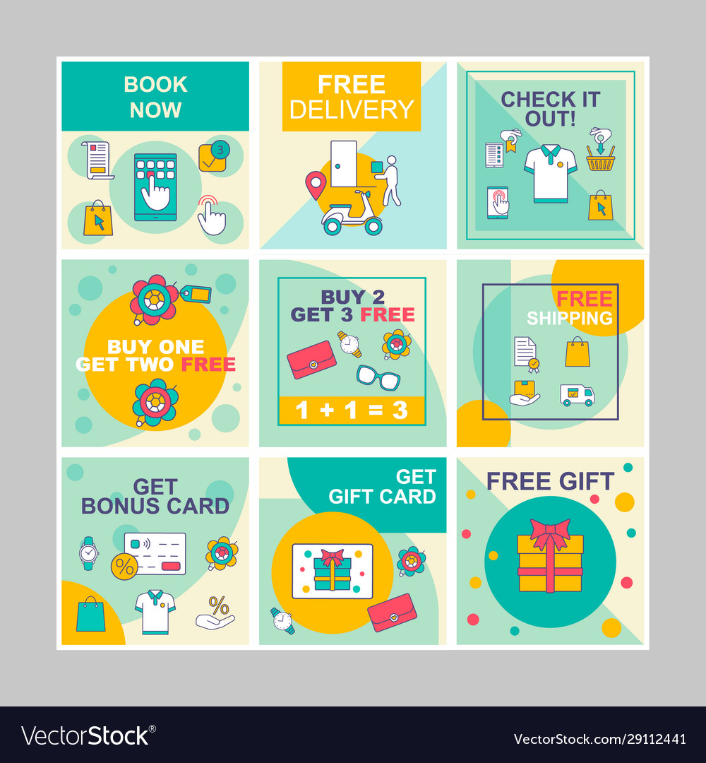 Download Online Shopping Social Media Posts Mockups Pack Vector Image