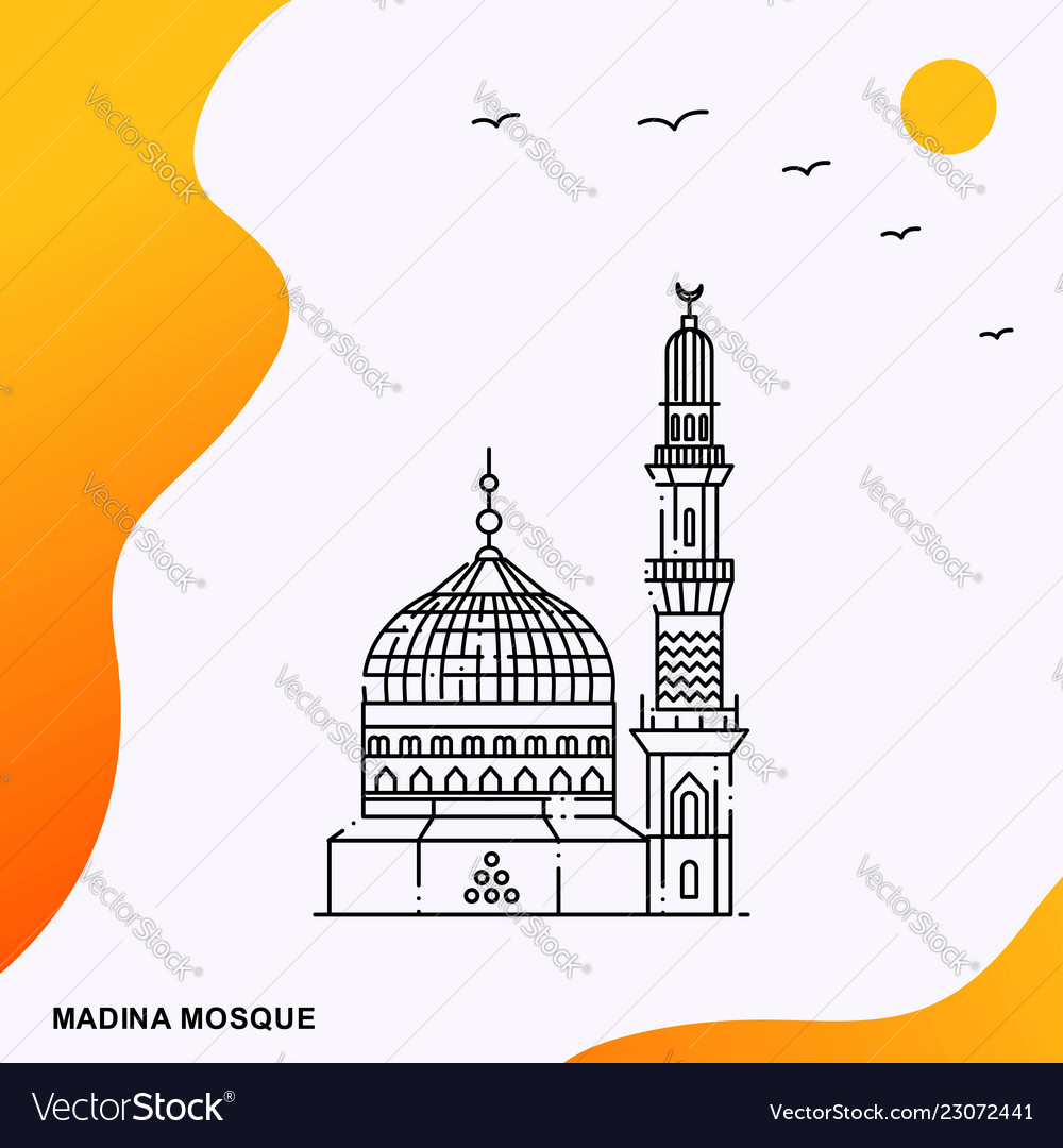 Travel madina mosque poster template Royalty Free Vector