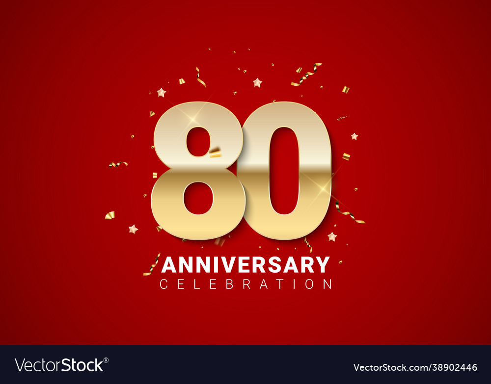 80 anniversary background with golden numbers Vector Image