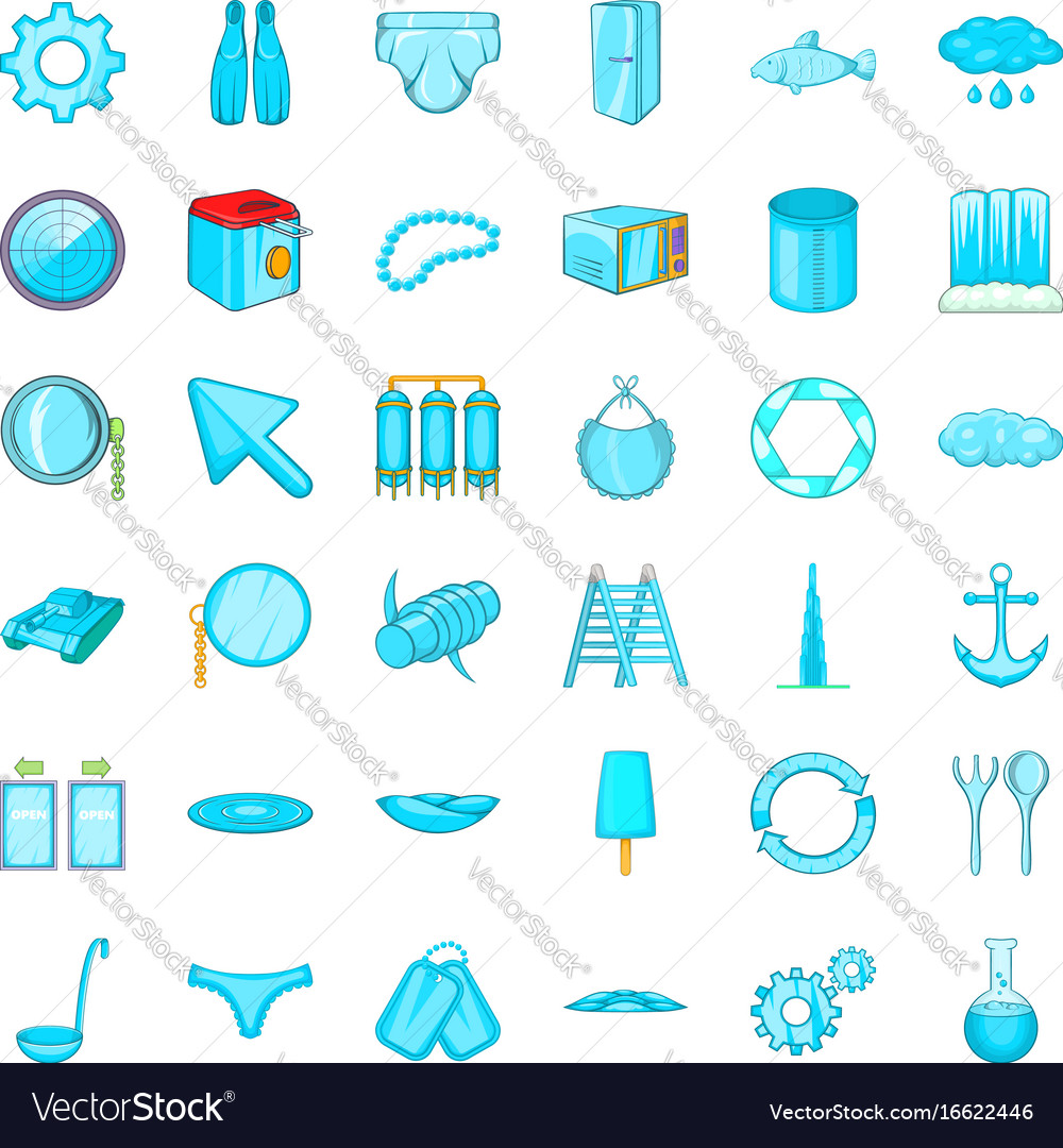 Blue thing icons set cartoon style Royalty Free Vector Image Blue thing icons set cartoon style Royalty Free Vector Image