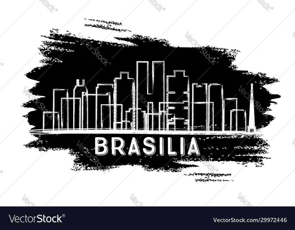 Braslia brazil city skyline silhouette hand drawn Vector Image