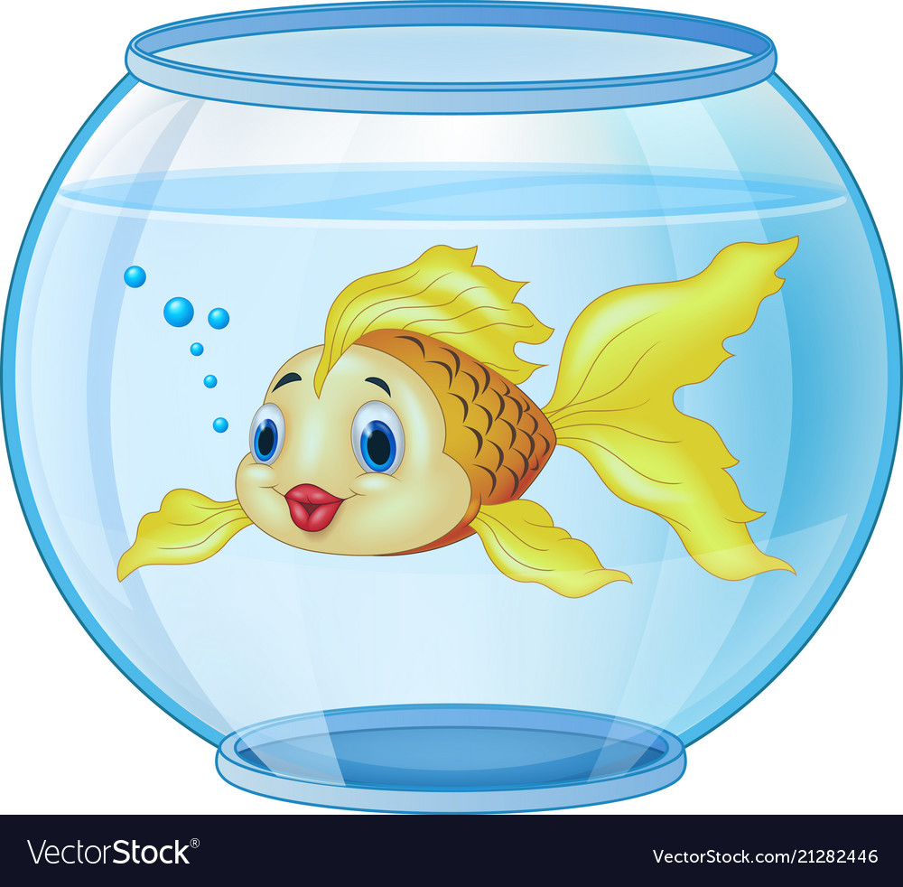 Cartoon golden fish in aquarium Royalty Free Vector Image