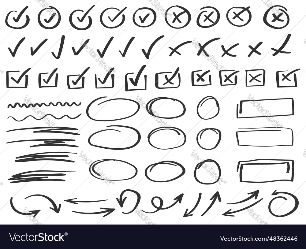 Check mark icon in hand drawn style handmade Vector Image