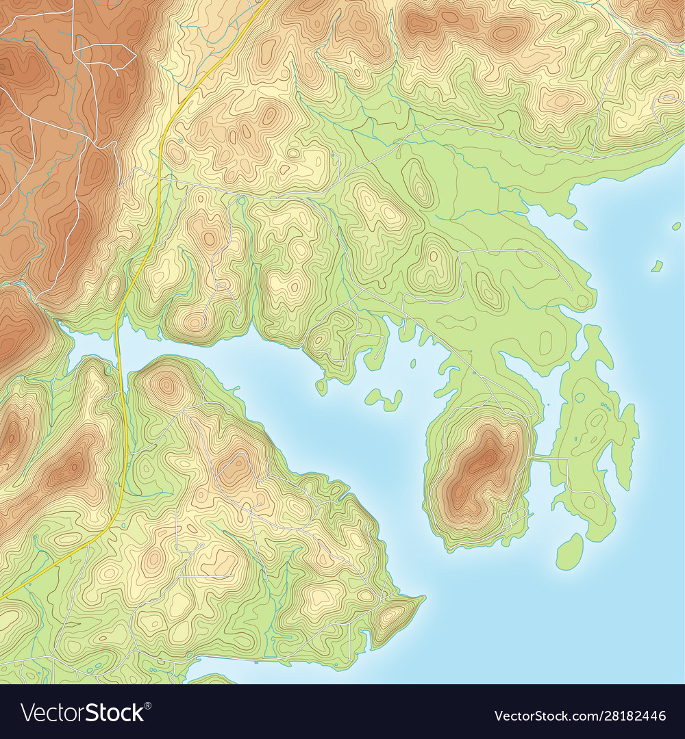 Yellow Colour In Topographic Map Colored Coastal Topographic Map Royalty Free Vector Image