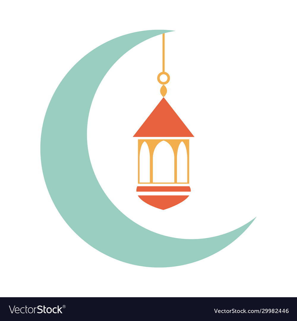 Half moon with lantern ramadan arabic islamic Vector Image