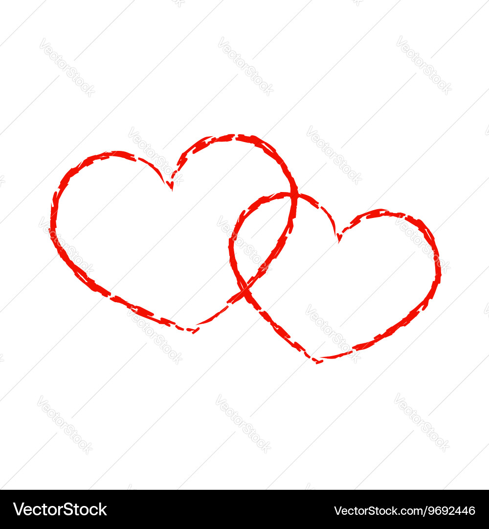 Red Heart Icon Double Grunge 4 Royalty Free Vector Image