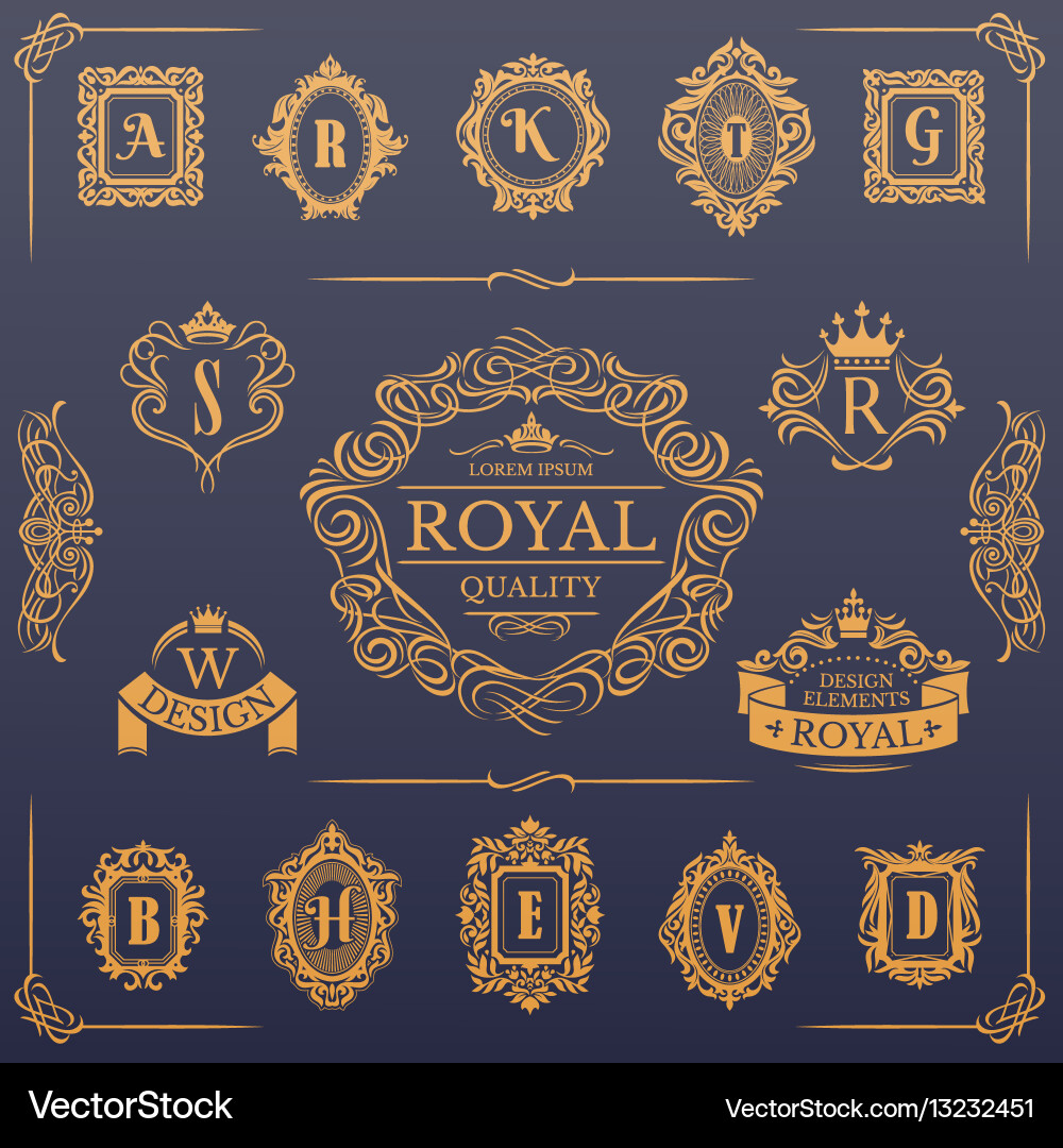 Calligraphic design elements collection Royalty Free Vector