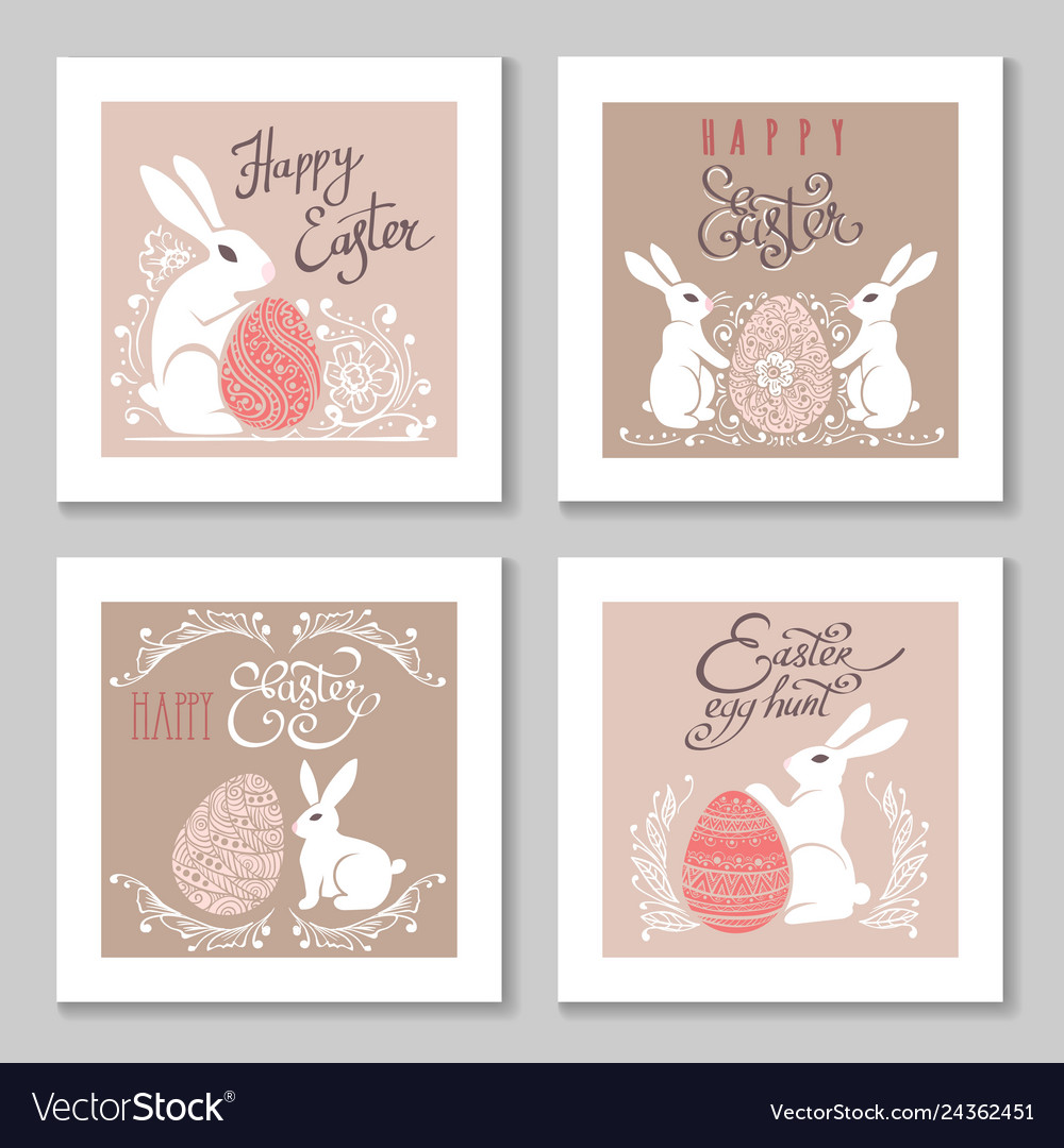 Happy easter retro posters Royalty Free Vector Image