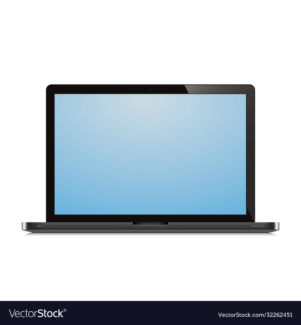 Laptop open blue screen white background Vector Image