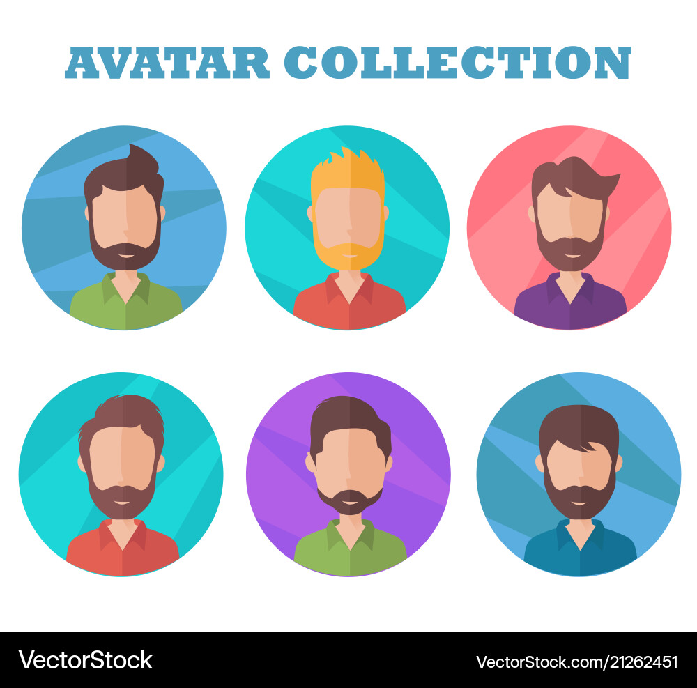 Man avatar collection profile picture in flat Vector Image