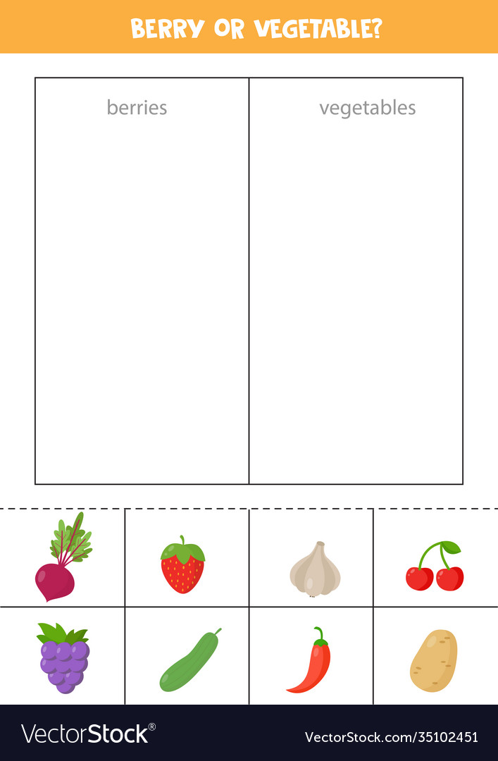 Sort all pictures berries and vegetables Vector Image