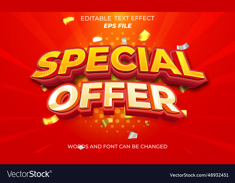 Special offer text effect font editable Royalty Free Vector