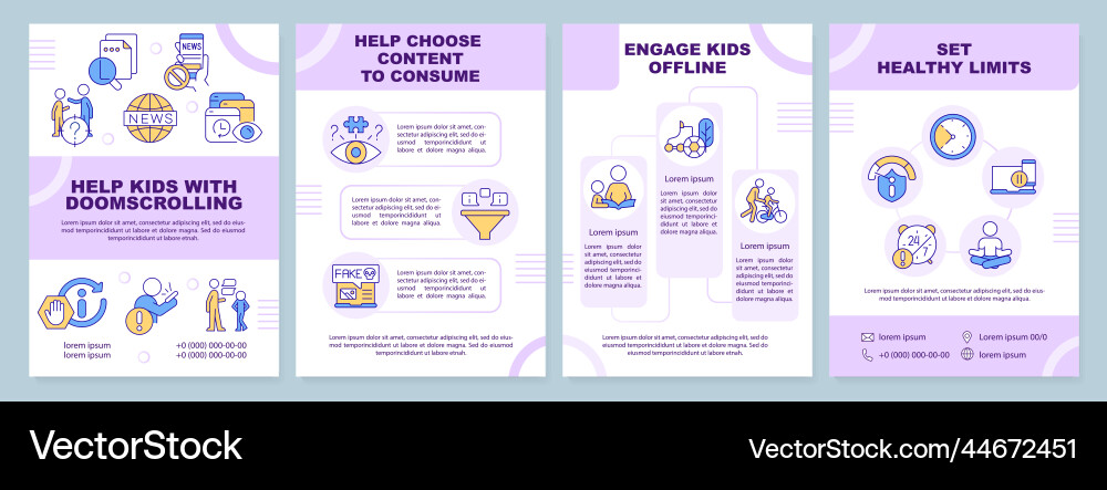 Stop Doomscrolling Tips For Parents Brochure Vector Image