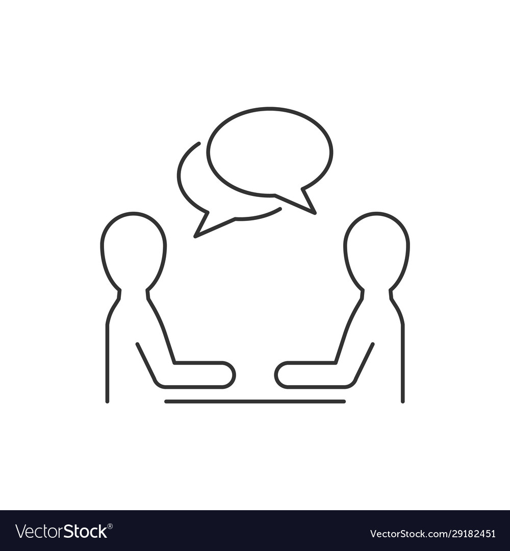 Two men discussion line icon on white background Vector Image