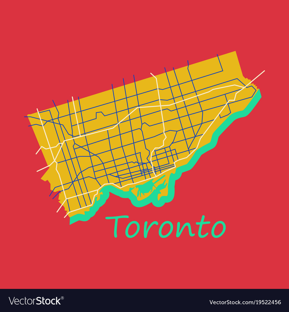 Flat color map of toronto canada city plan Vector Image